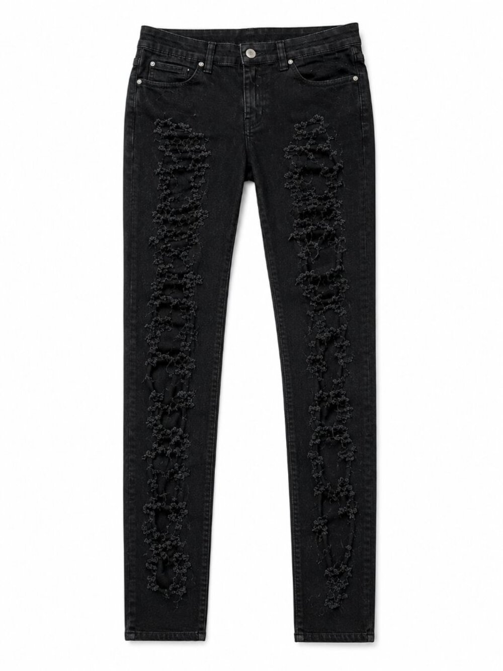 Rag & Bone Thrasher Distressed Black Jeans 27 Slim Flare Shredded Grunge - Picture 2 of 6